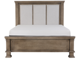 6-Piece Taupe Upholstered Bedroom Set with Dresser, Mirror & Nightstand