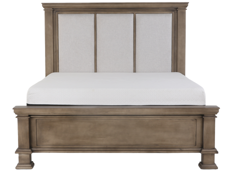 6-Piece Taupe Upholstered Bedroom Set with Dresser, Mirror & Nightstand - view 3