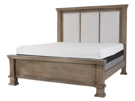 6-Piece Taupe Upholstered Bedroom Set with Dresser, Mirror & Nightstand - view 4