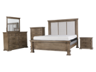 6-Piece Taupe Upholstered Bedroom Set with Dresser, Mirror & Nightstand