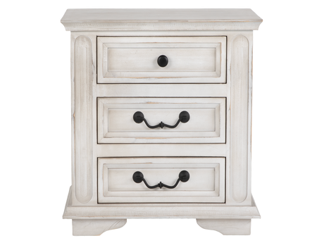 Magnolia Savanna White 3-Drawer Nightstand | Farmhouse Bedside Table