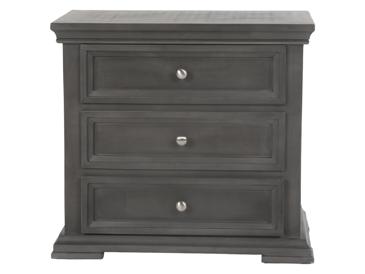 6-Piece Gray Upholstered Panel Bedroom Set with Dresser, Mirror & Nightstand