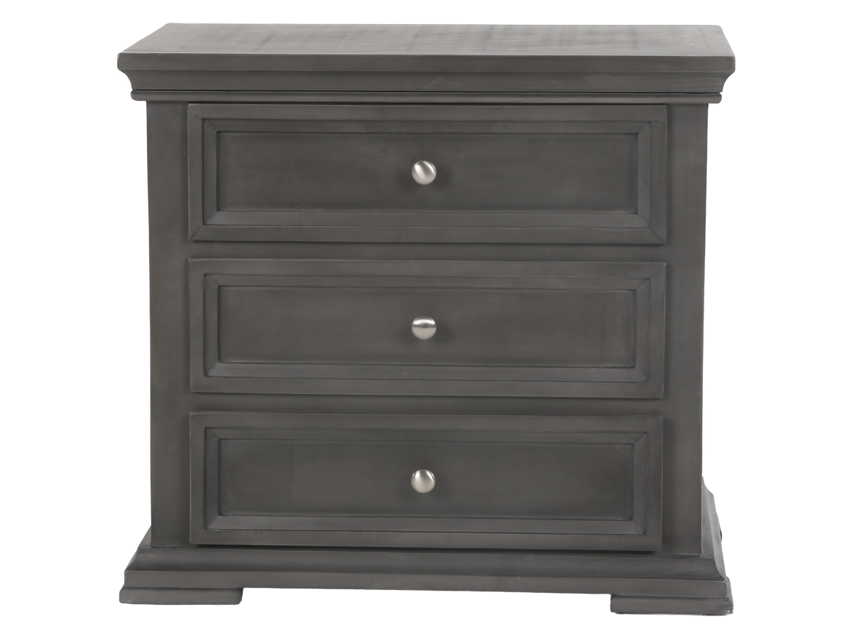Modern Gray 3 Drawer Nightstand