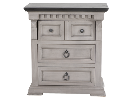Mission Hills Rustic Farmhouse Two-Tone Nightstand – Weathered Gray/White with Dark Top