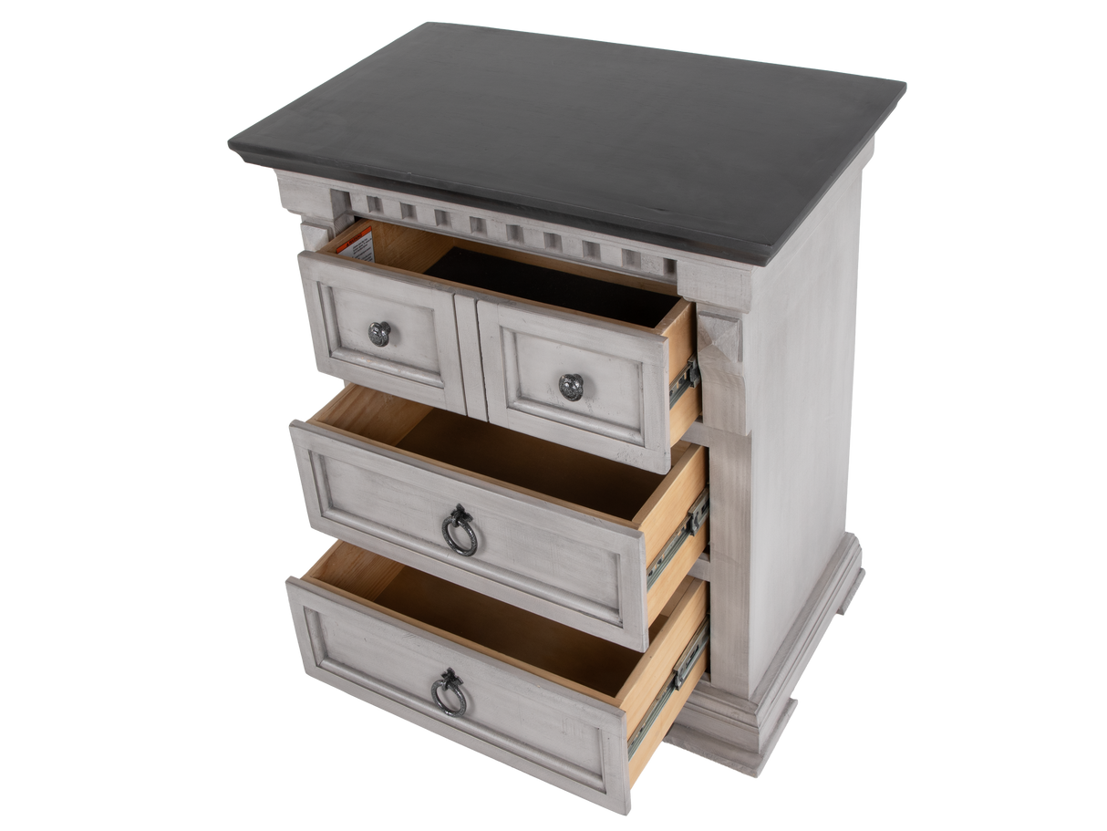 Mission Hills Rustic Farmhouse Two-Tone Nightstand – Weathered Gray/White with Dark Top