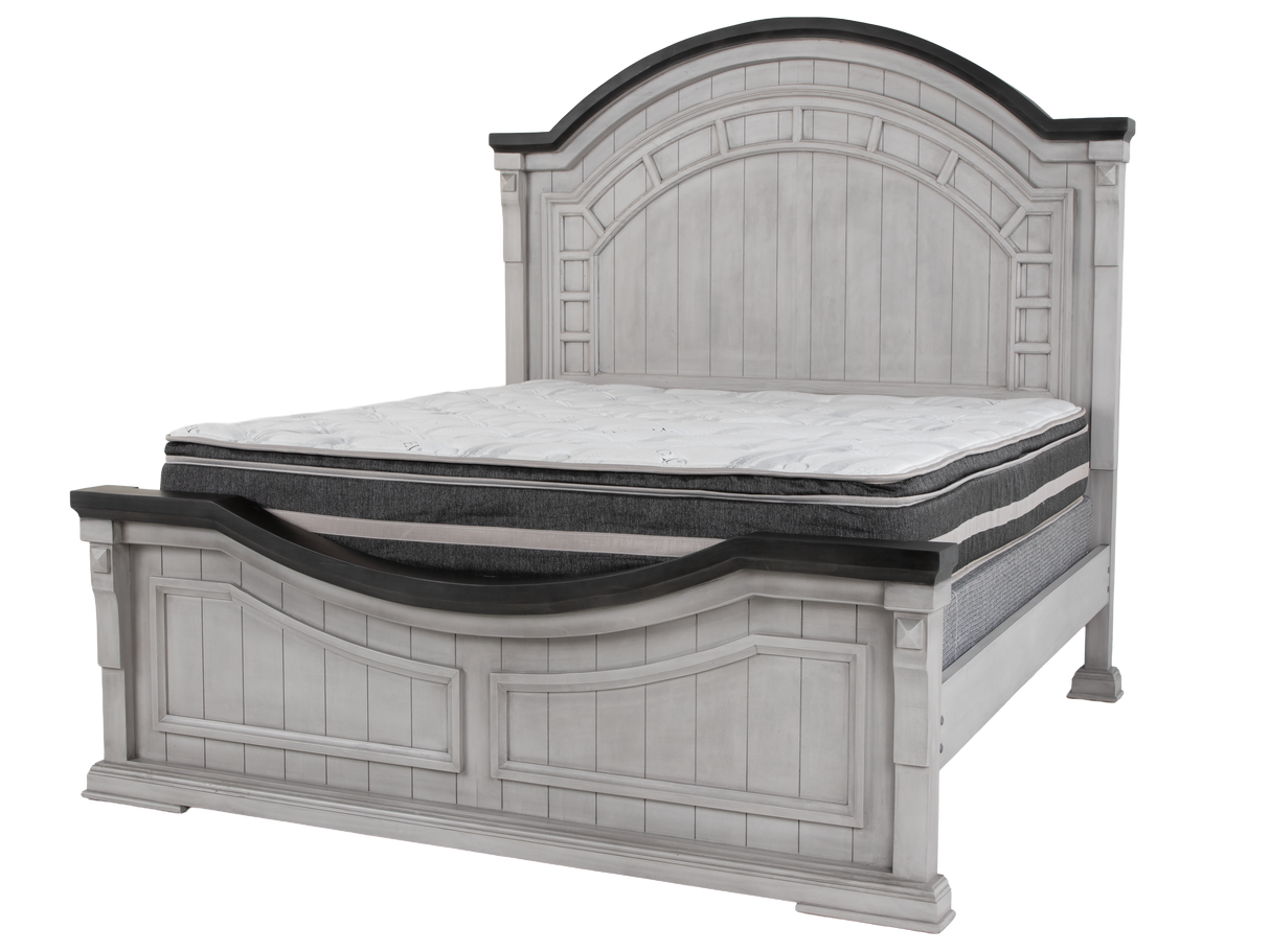 Mission Hills Rustic Farmhouse 6-Piece Bedroom Set – Two-Tone Gray/White Panel Bed