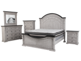 Mission Hills Rustic Farmhouse 6-Piece Bedroom Set – Two-Tone Gray/White Panel Bed