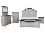 Mission Hills Rustic Farmhouse 6-Piece Bedroom Set – Two-Tone Gray/White Panel Bed