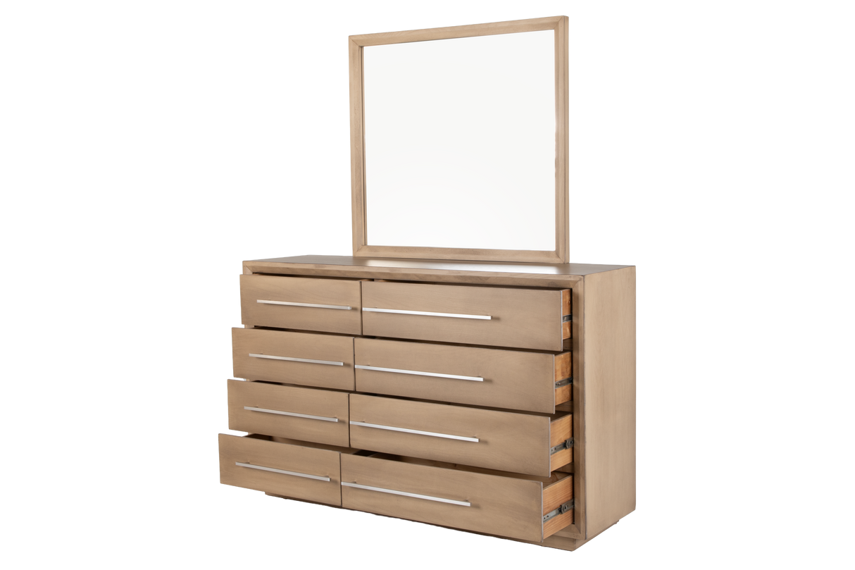 Durango Moka Wood & Natural Linen Upholstered Panel 6-Piece Bedroom Set