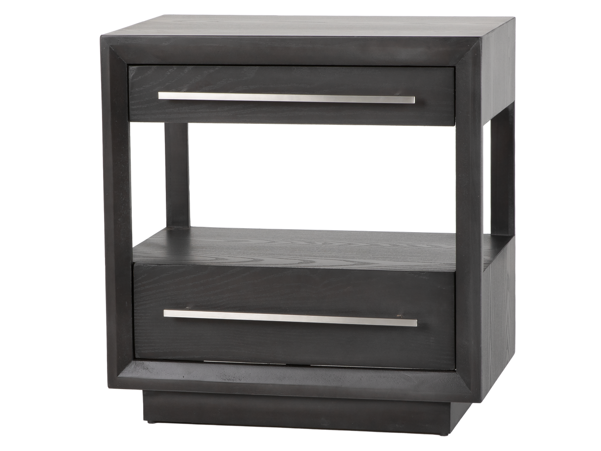 Durango Sofia Grey 2-Drawer Nightstand with Open Shelf & Brushed Pewter Bar Pulls