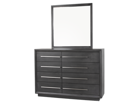 Gray dresser with mirror on a white background