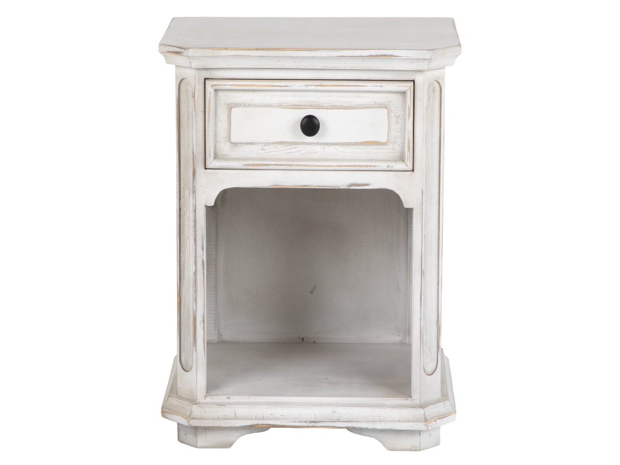 Magnolia 7-Piece Farmhouse Storage Bedroom Set with Storage Bench Footboard Bed, Vanity Desk, Tri-Fold Mirror, Stool & Nightstand – Savanna White.