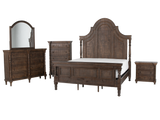 Honeywood Rustic Solid wood 6-Piece Bedroom Set with Arched Headboard, Dresser, Mirror & Nightstand
