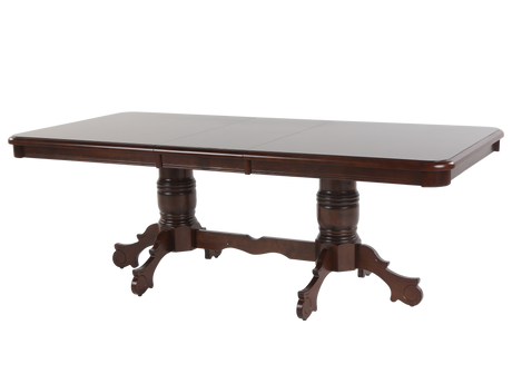 Wooden dining table with a white background