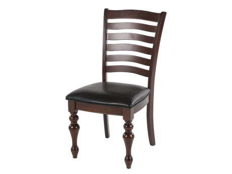 Wooden chair with a black cushion on a white background