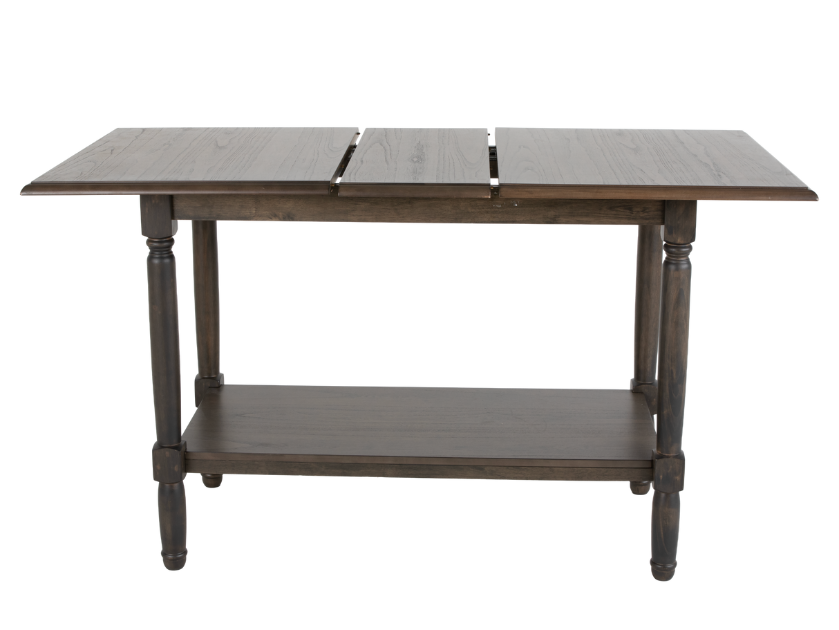 Transitional Dark Brown & Gray 7-Piece Counter Height Dining Set with Storage Shelf