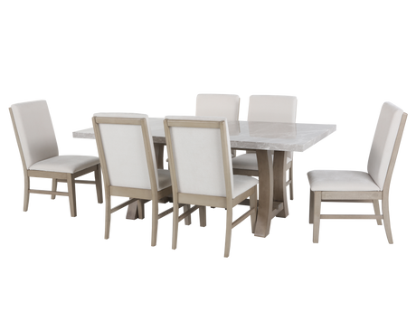 7 Piece Dining Room Set with real marble top by Mollai Collections | Bel Furniture