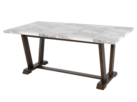 Modern Farmhouse Antique Brown & White Faux Marble 7-Piece Dining Set - view 3