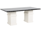 Parisian Elegance 7-Piece Dining Set with Black Top and White Pedestal Base