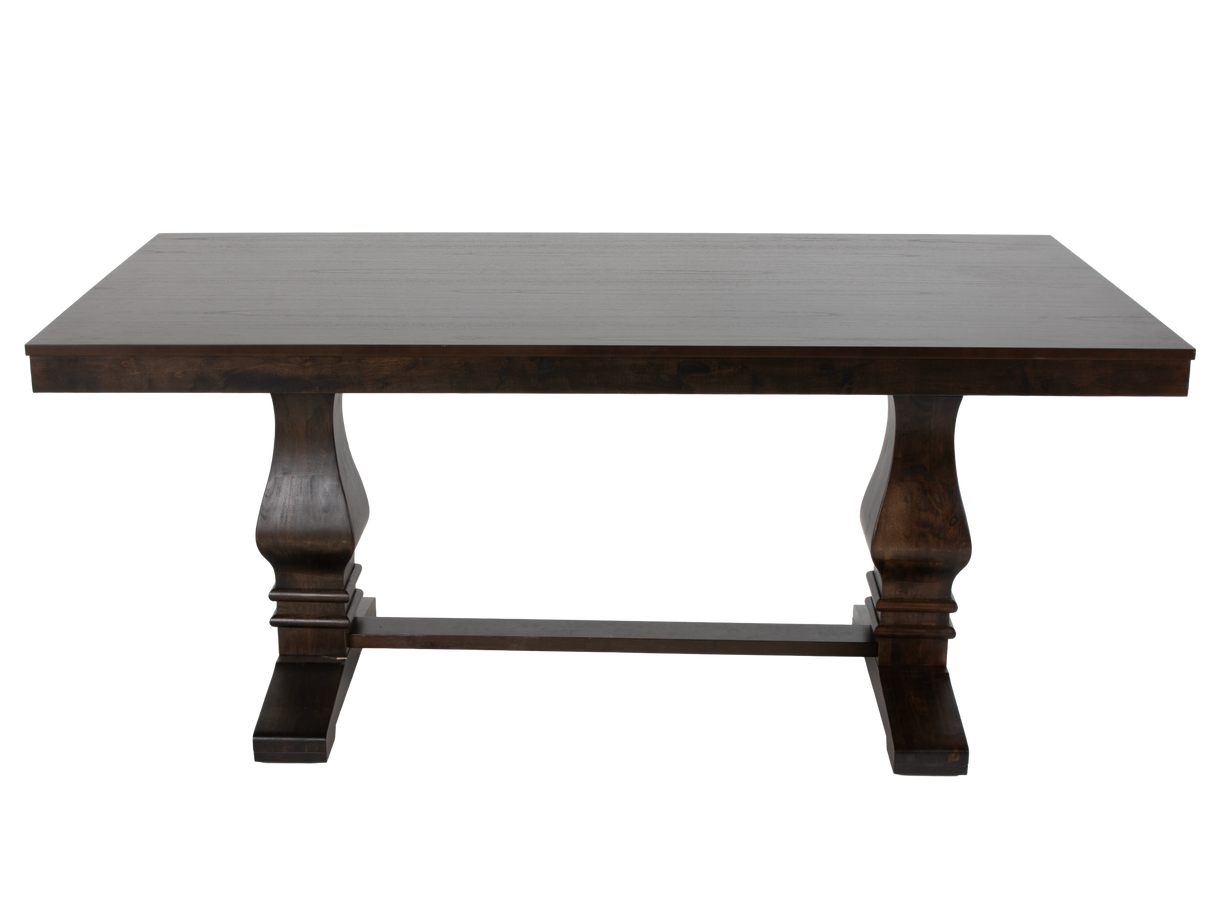 78" Rustic Brown 7-Piece Trestle Dining Set with Tufted Pearl Chairs