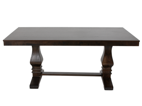 78" Rustic Brown 7-Piece Trestle Dining Set with Tufted Pearl Chairs - view 3
