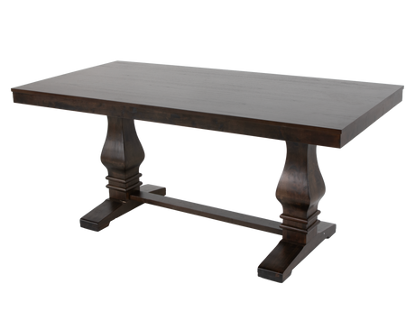 78" Rustic Brown 7-Piece Trestle Dining Set with Tufted Pearl Chairs - view 4