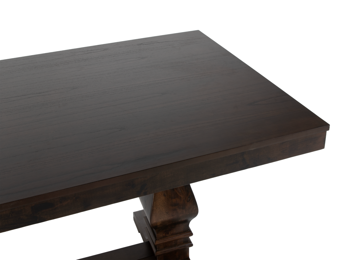 78" Rustic Brown 7-Piece Trestle Dining Set with Tufted Pearl Chairs