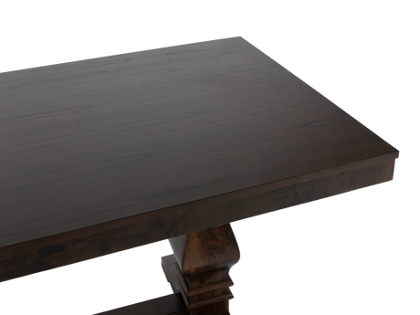 78" Rustic Brown 7-Piece Trestle Dining Set with Tufted Pearl Chairs - view 6