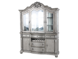 Grey Traditional Buffet & Hutch with LED Lighting & Wine Storage