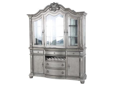 Grey Traditional Buffet & Hutch with LED Lighting & Wine Storage - view 7