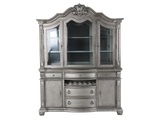 Grey Traditional Buffet & Hutch with LED Lighting & Wine Storage