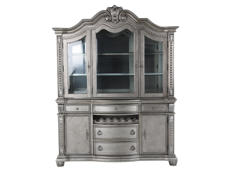 Grey Traditional Buffet & Hutch with LED Lighting & Wine Storage - view 5