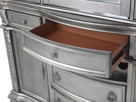 Grey Traditional Buffet & Hutch with LED Lighting & Wine Storage - view 8