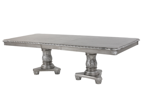 Grey Glam 9-Piece Double Pedestal Dining Set with Tufted Chairs