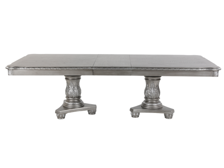 Grey Glam 9-Piece Double Pedestal Dining Set with Tufted Chairs - view 4