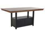 Wooden table with black base on a white background