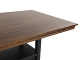 Wooden table with a dark brown finish on a white background