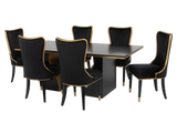 7 Piece Modern Black and Gold Dining Set