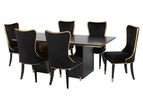 7 Piece Modern Black and Gold Dining Set - view 3