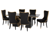 7 Piece Modern Black and Gold Dining Set