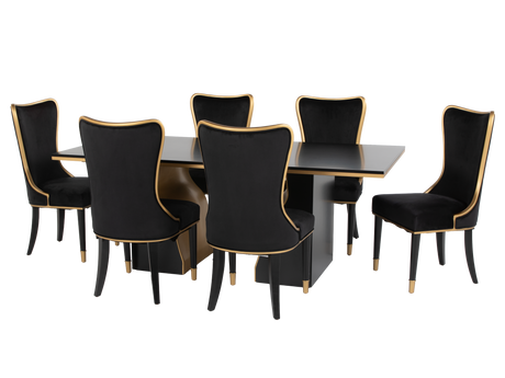 7 Piece Modern Black and Gold Dining Set - view 4