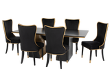 7 Piece Modern Black and Gold Dining Set