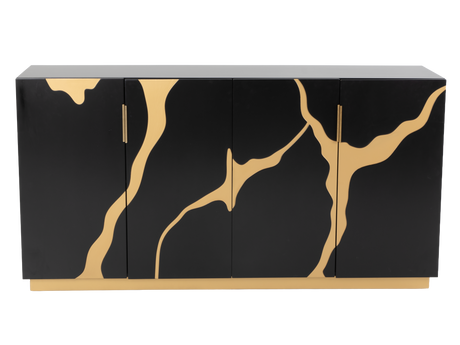 Modern Black and Gold Sideboard Buffet with Artistic Mirror - view 5