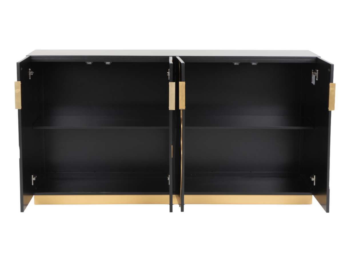 Modern Black and Gold Sideboard Buffet with Artistic Mirror