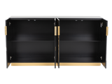 Modern Black and Gold Sideboard Buffet with Artistic Mirror