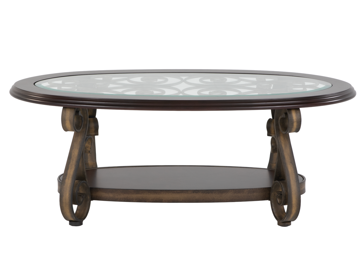 3-Piece Living Room Coffee Table Set with Glass Tops & Curved Metal Legs