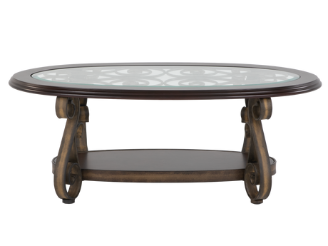 3-Piece Living Room Coffee Table Set with Glass Tops & Curved Metal Legs - view 4