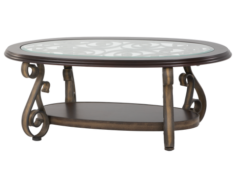 3-Piece Living Room Coffee Table Set with Glass Tops & Curved Metal Legs - view 5