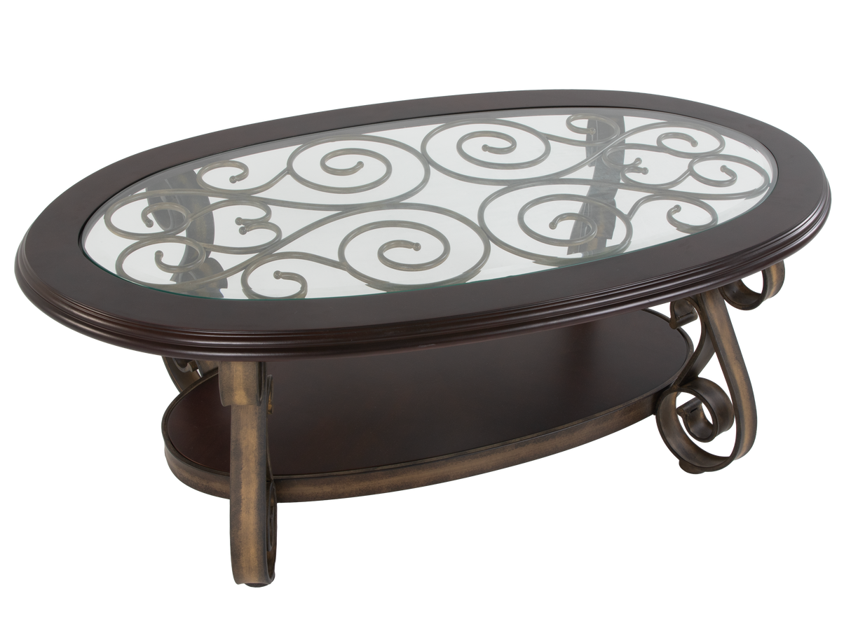 3-Piece Living Room Coffee Table Set with Glass Tops & Curved Metal Legs