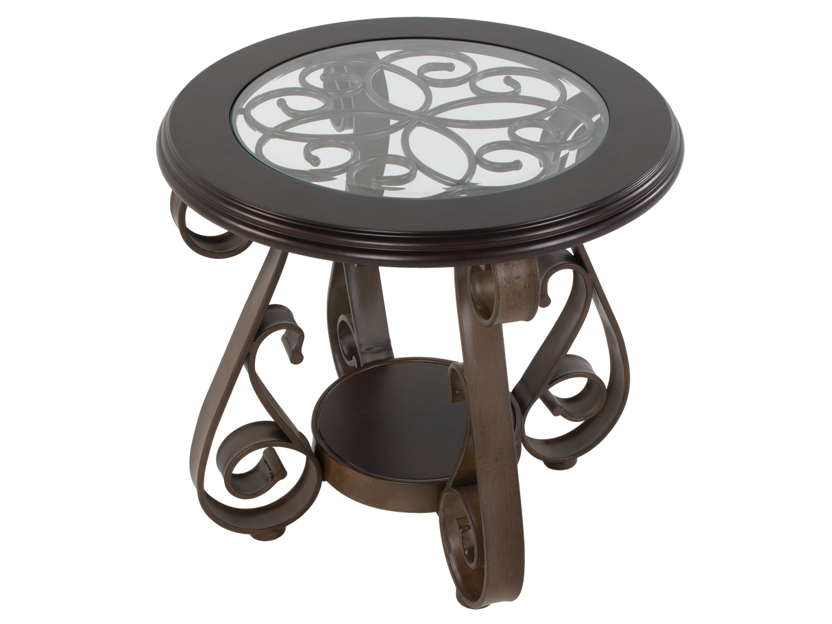 3-Piece Living Room Coffee Table Set with Glass Tops & Curved Metal Legs